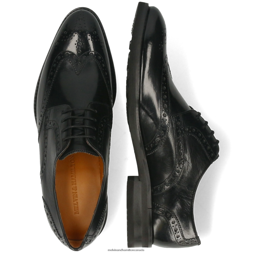 Men Melvin & Hamilton Black Bobby 5 Derby Shoes P4V68P382