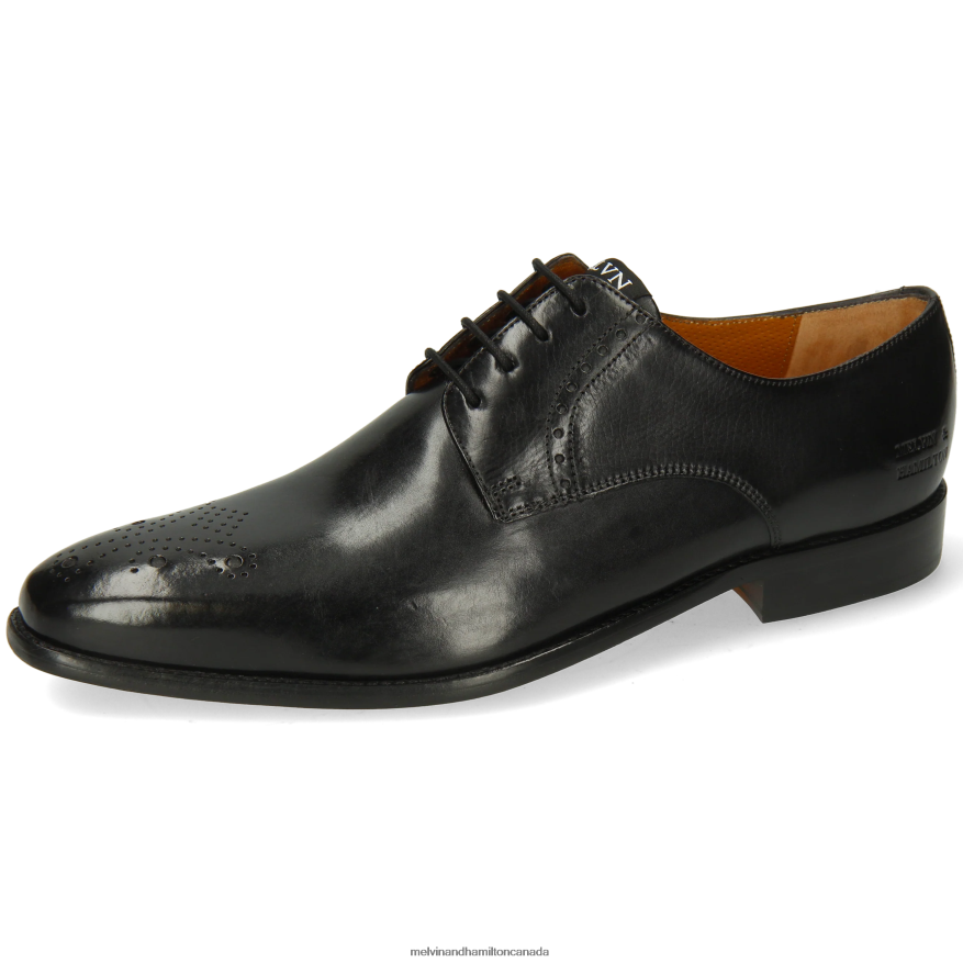 Men Melvin & Hamilton Black Dylan 1 Derby Shoes P4V68P458