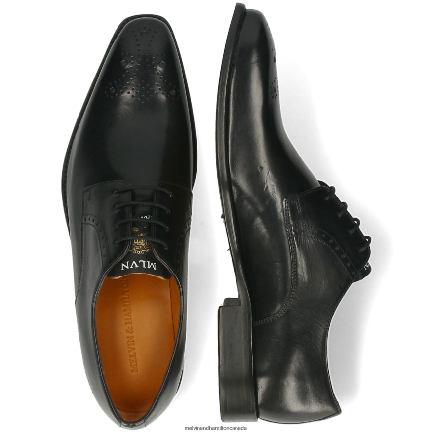 Men Melvin & Hamilton Black Dylan 1 Derby Shoes P4V68P458