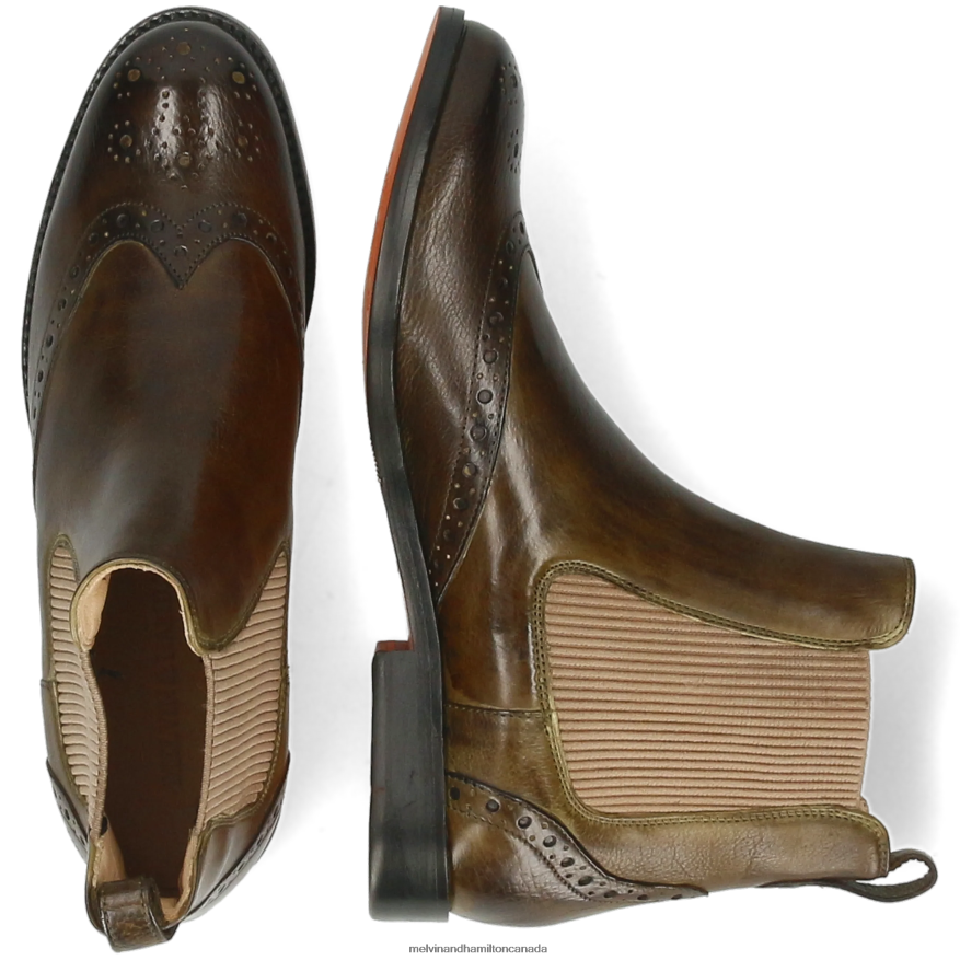 Women Melvin & Hamilton Green Amelie 5 Ankle Boots P4V68P919