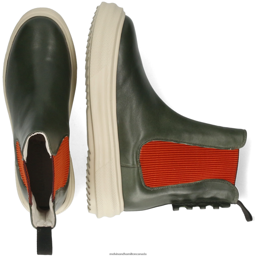 Women Melvin & Hamilton Green Fay 5 Ankle Boots P4V68P1003