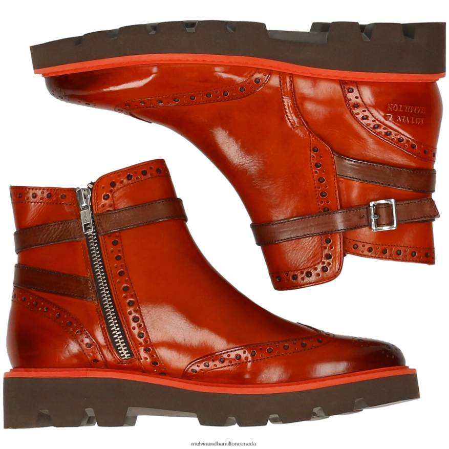 Women Melvin & Hamilton Orange Selina 25 Ankle Boots P4V68P971