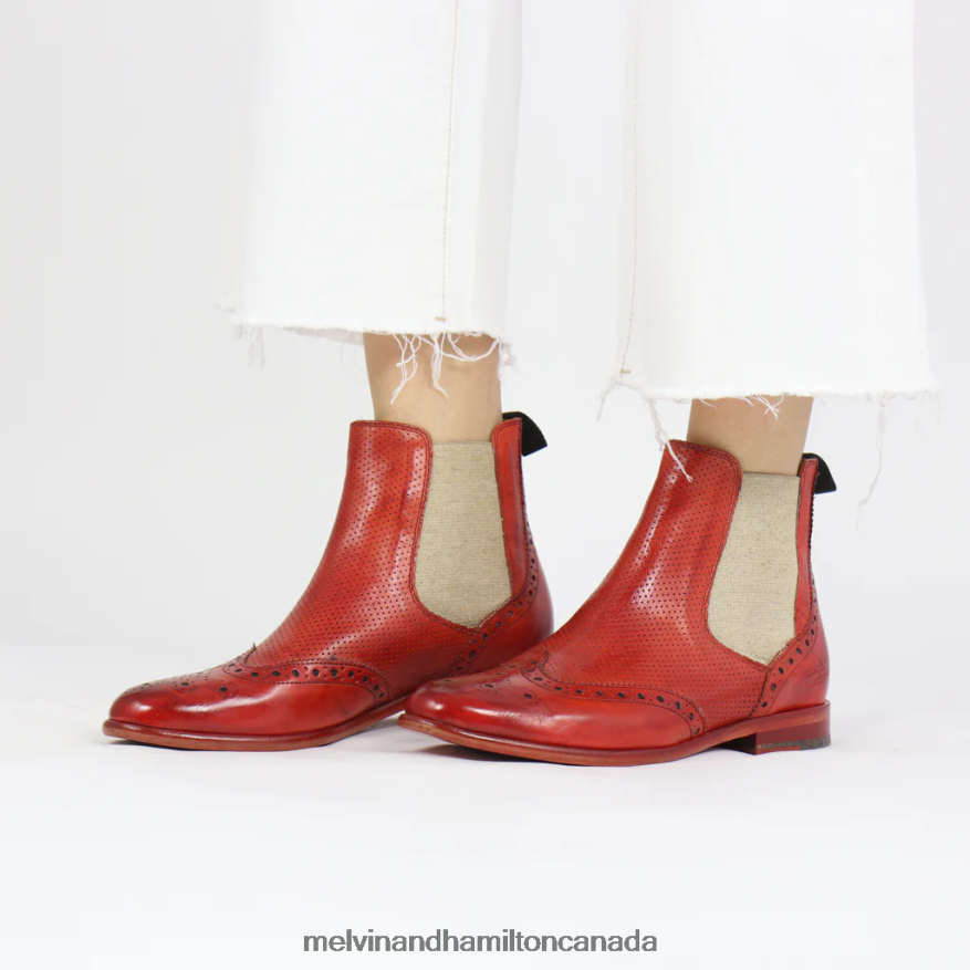 Women Melvin & Hamilton Red Selina 6 Ankle Boots P4V68P1072