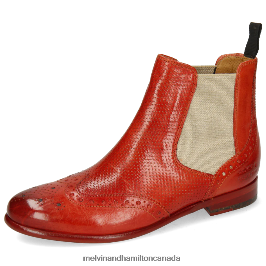 Women Melvin & Hamilton Red Selina 6 Ankle Boots P4V68P1072