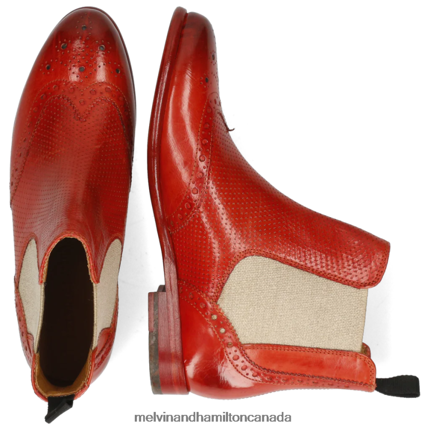 Women Melvin & Hamilton Red Selina 6 Ankle Boots P4V68P1072
