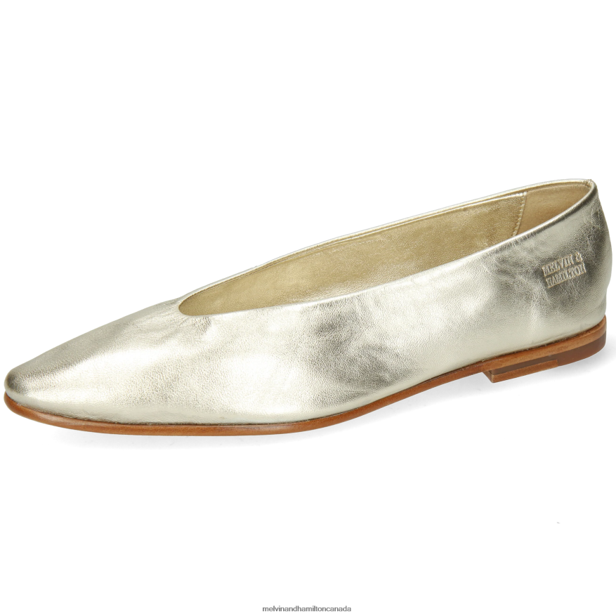 Women Melvin & Hamilton Gold Mira 1 Ballet Pumps P4V68P1969