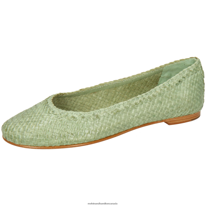 Women Melvin & Hamilton Green Kate 5 Ballet Pumps P4V68P1962