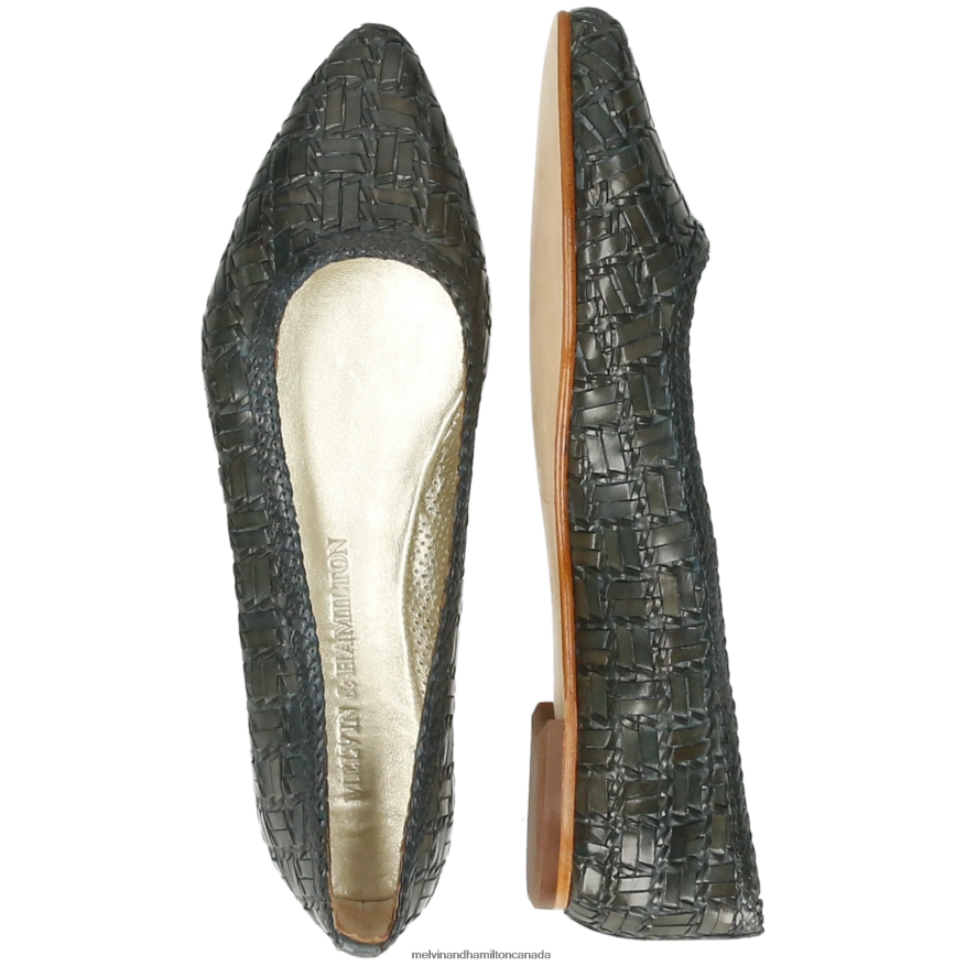 Women Melvin & Hamilton Khaki Alexa 45 Ballet Pumps P4V68P1954