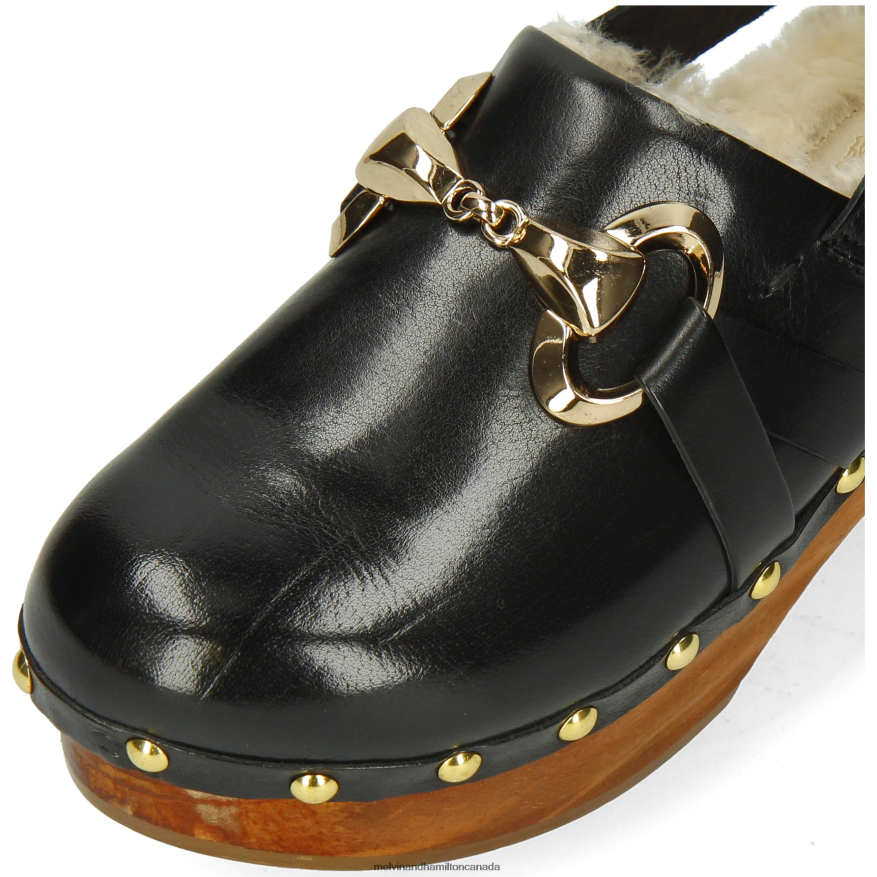 Women Melvin & Hamilton Black Flora 1 Clogs P4V68P1997