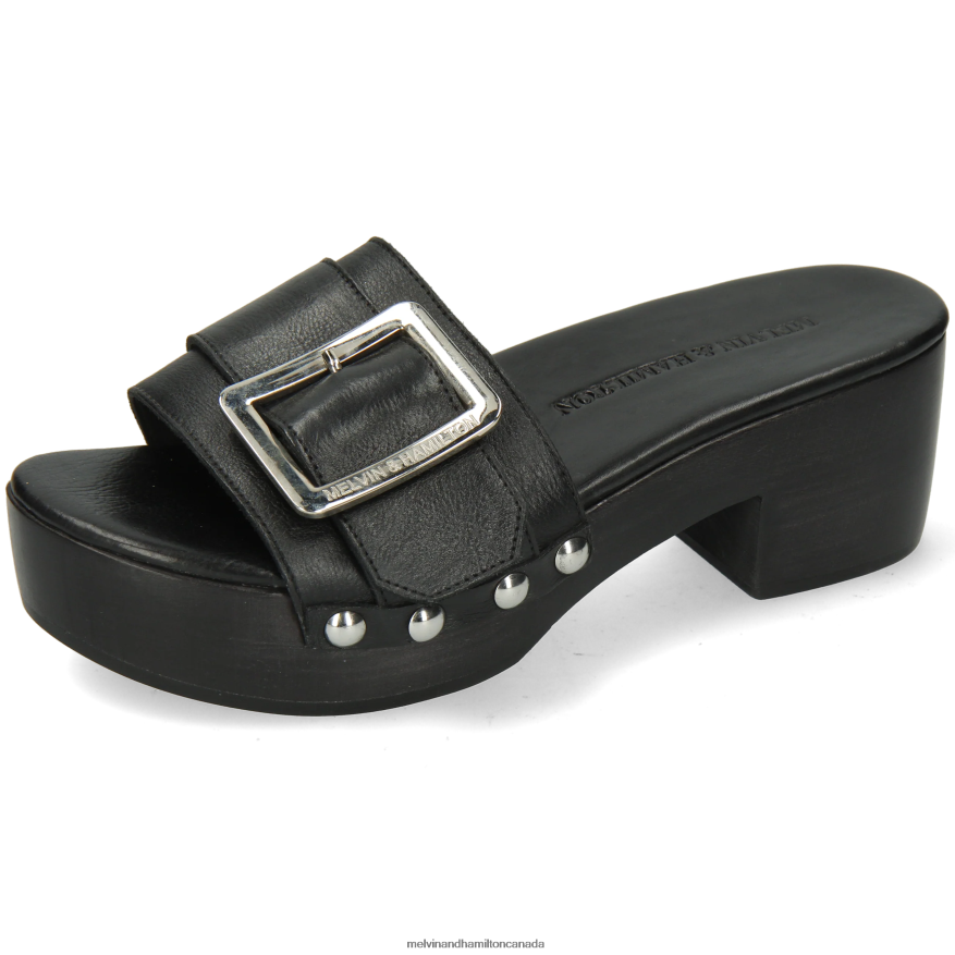 Women Melvin & Hamilton Black Layla 1 Clogs P4V68P1998