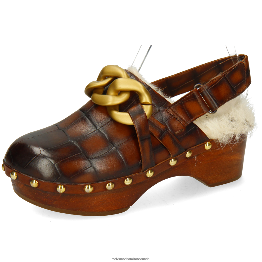 Women Melvin & Hamilton Brown Flora 1 Clogs P4V68P1990