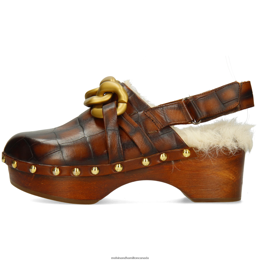Women Melvin & Hamilton Brown Flora 1 Clogs P4V68P1990