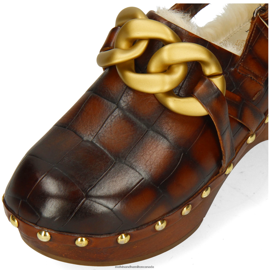 Women Melvin & Hamilton Brown Flora 1 Clogs P4V68P1990