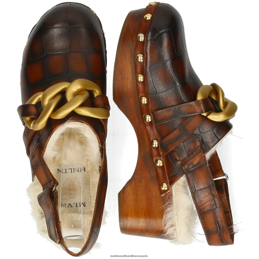 Women Melvin & Hamilton Brown Flora 1 Clogs P4V68P1990