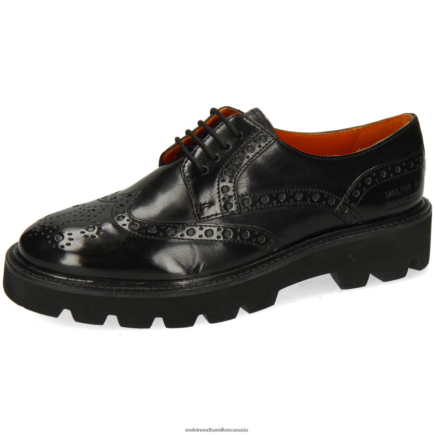 Women Melvin & Hamilton Black Jenny 6 Derby Shoes P4V68P1500