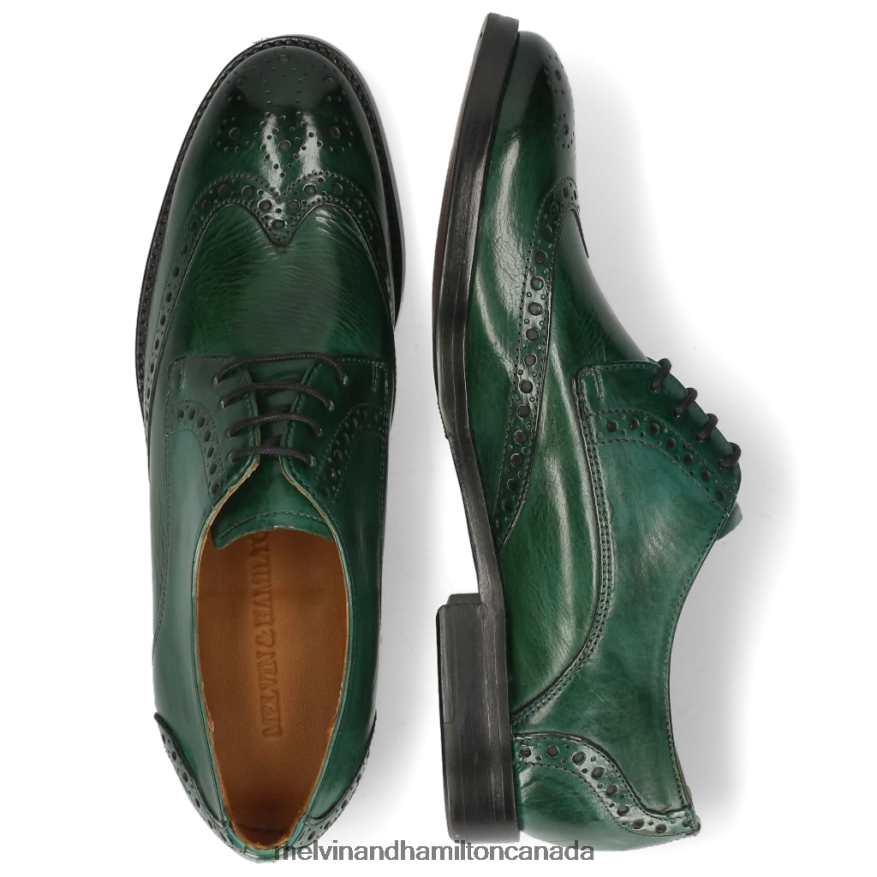 Women Melvin & Hamilton Green Amelie 3 Derby Shoes P4V68P1518