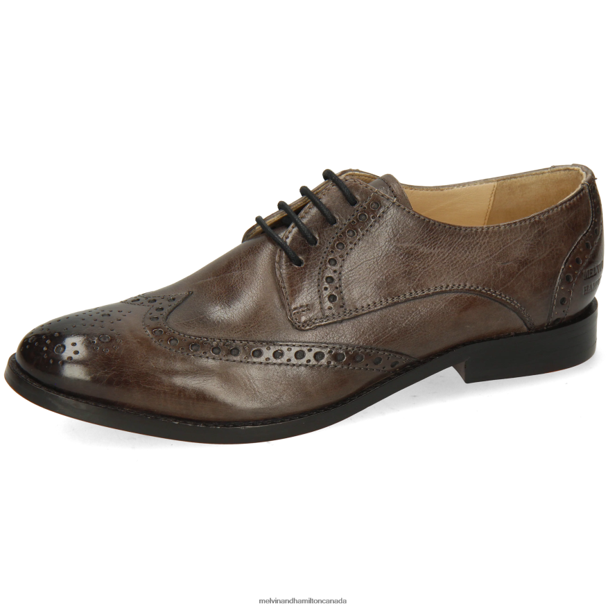 Women Melvin & Hamilton Grey Amelie 3 Derby Shoes P4V68P1511