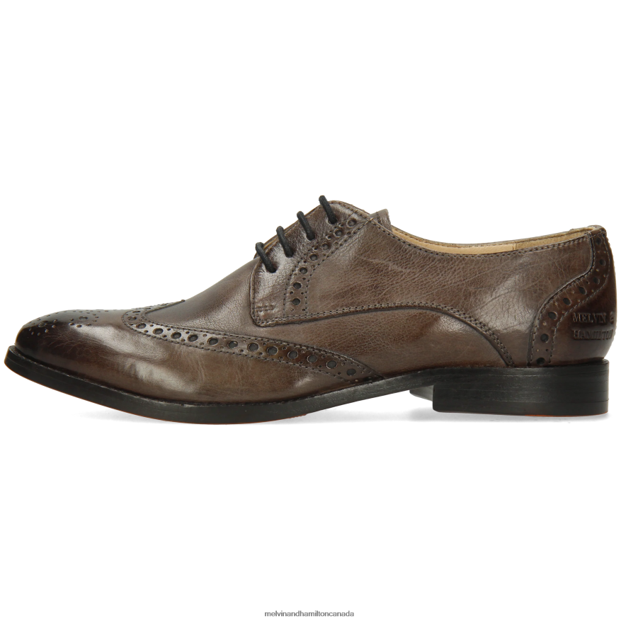 Women Melvin & Hamilton Grey Amelie 3 Derby Shoes P4V68P1511