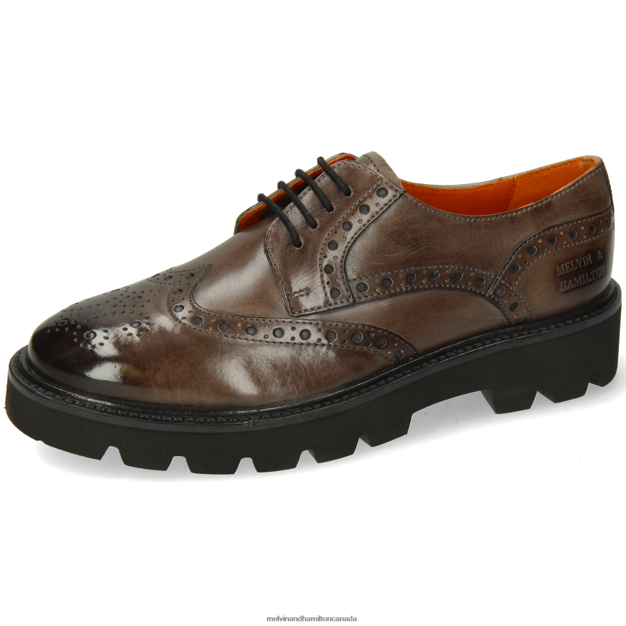 Women Melvin & Hamilton Grey Jenny 6 Derby Shoes P4V68P1503