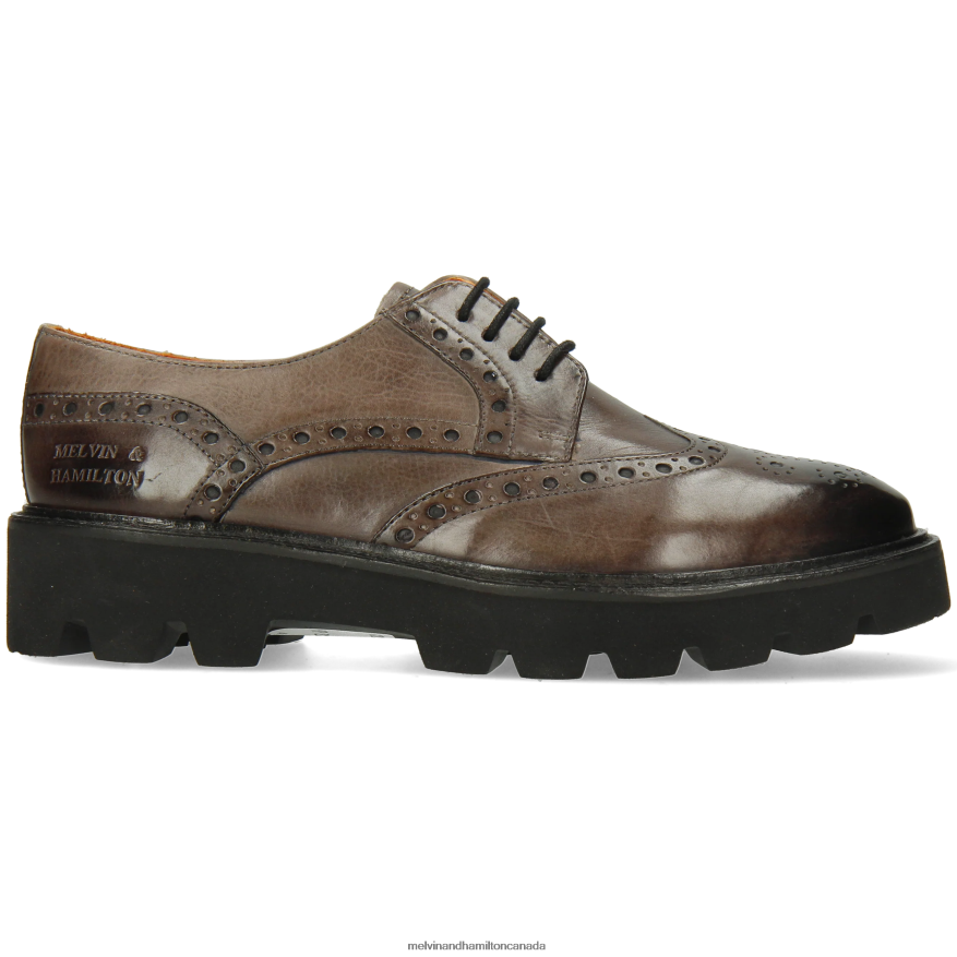 Women Melvin & Hamilton Grey Jenny 6 Derby Shoes P4V68P1503