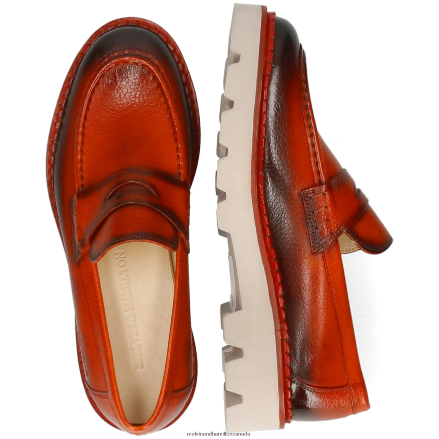 Women Melvin & Hamilton Orange Jade 6 Loafers P4V68P1394