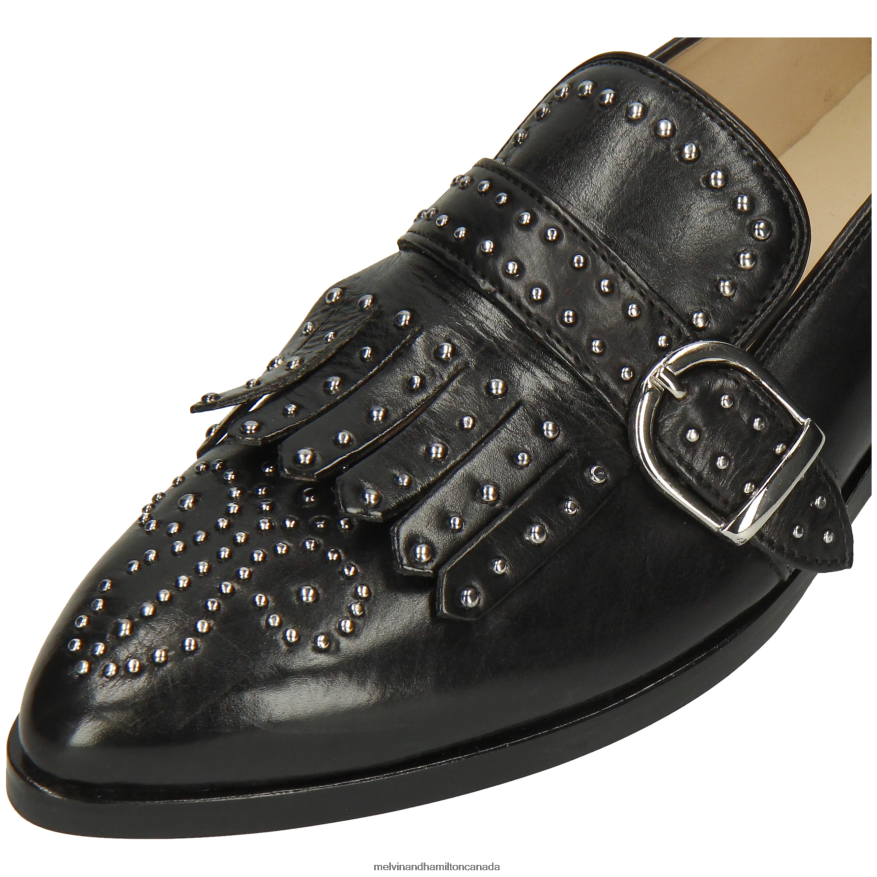 Women Melvin & Hamilton Black Jessy 26 Monk Shoes P4V68P1481