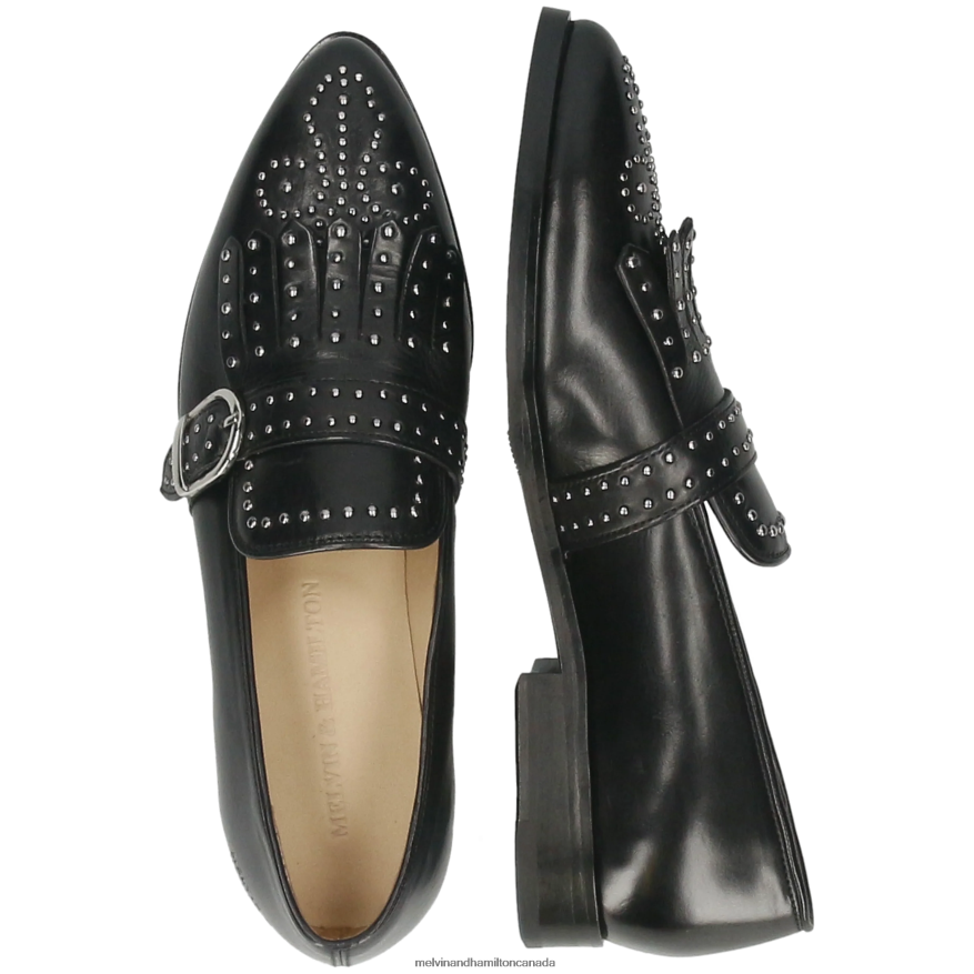 Women Melvin & Hamilton Black Jessy 26 Monk Shoes P4V68P1481
