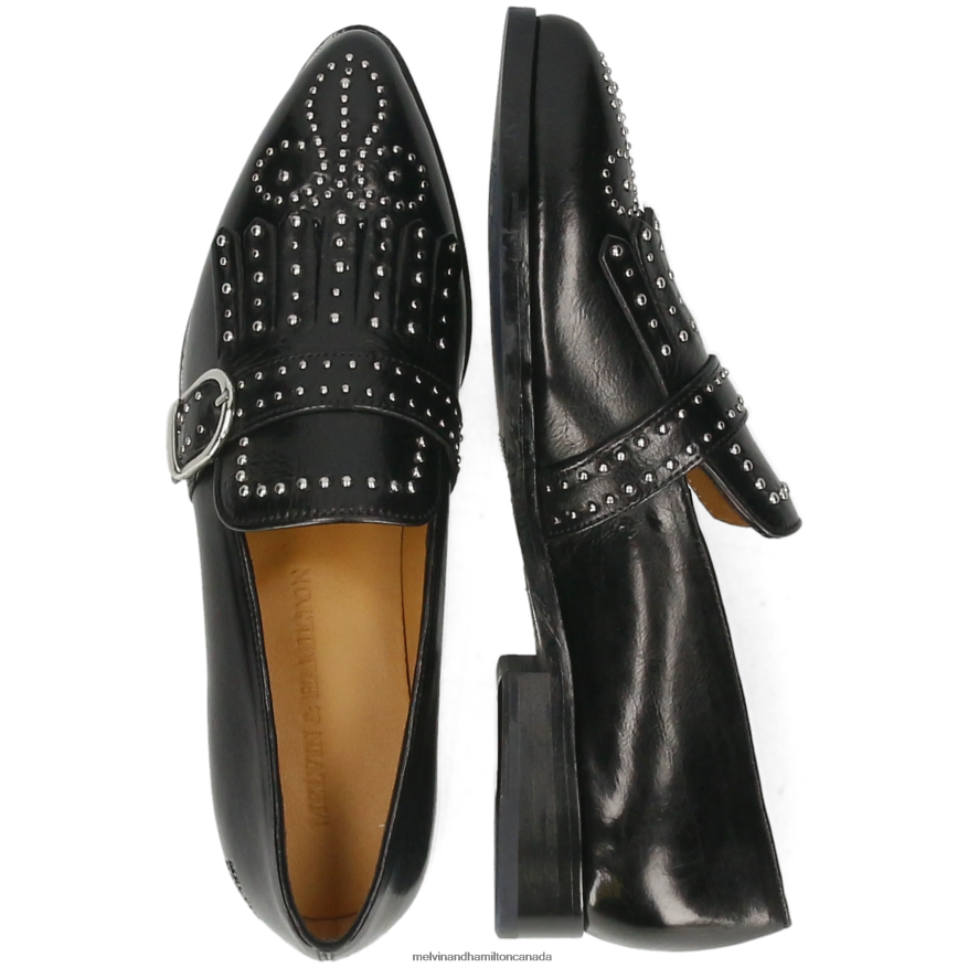 Women Melvin & Hamilton Black Jessy 26 Monk Shoes P4V68P1489