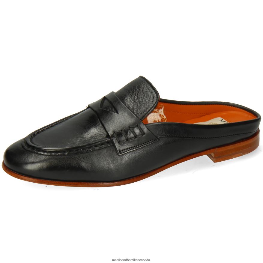 Women Melvin & Hamilton Black Scarlett 71 Mules P4V68P1543