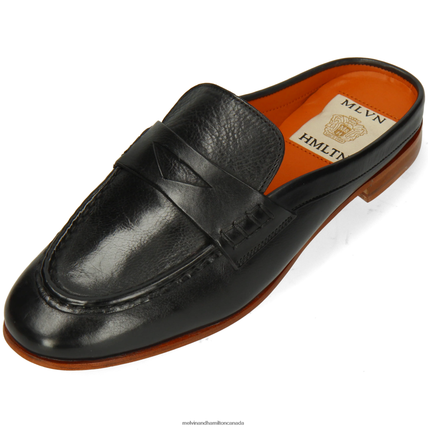 Women Melvin & Hamilton Black Scarlett 71 Mules P4V68P1543