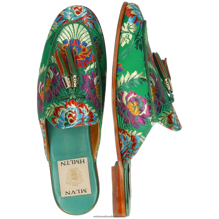 Women Melvin & Hamilton Green Scarlett 2 Mules P4V68P1626