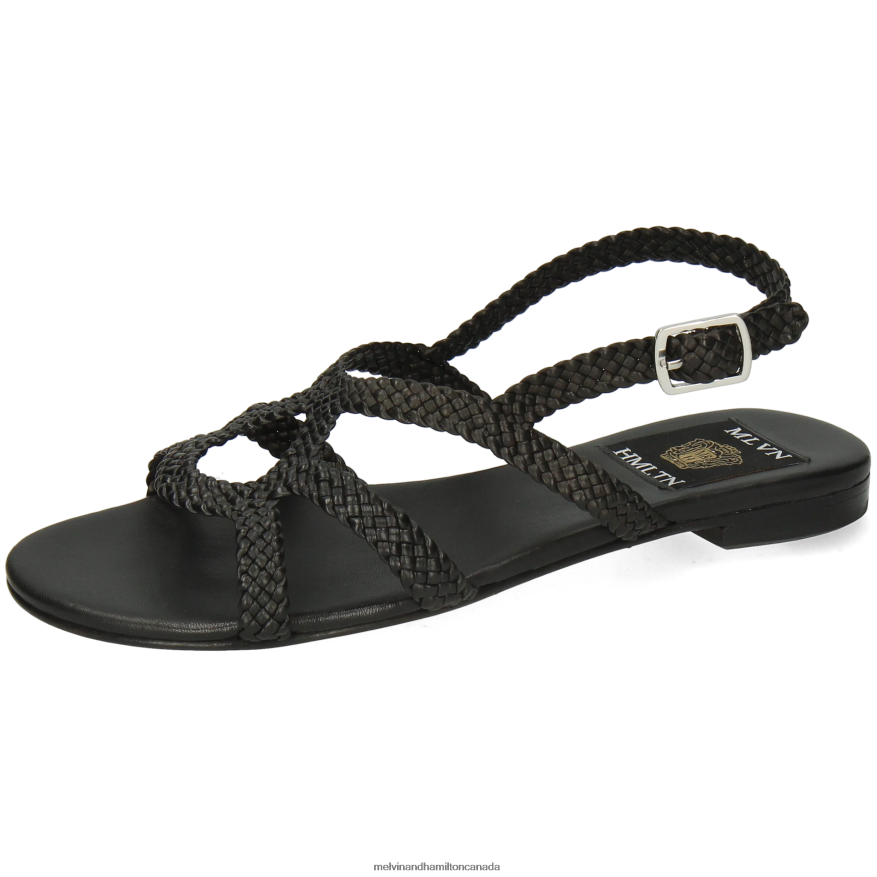 Women Melvin & Hamilton Black Hanna 86 Sandals P4V68P1946