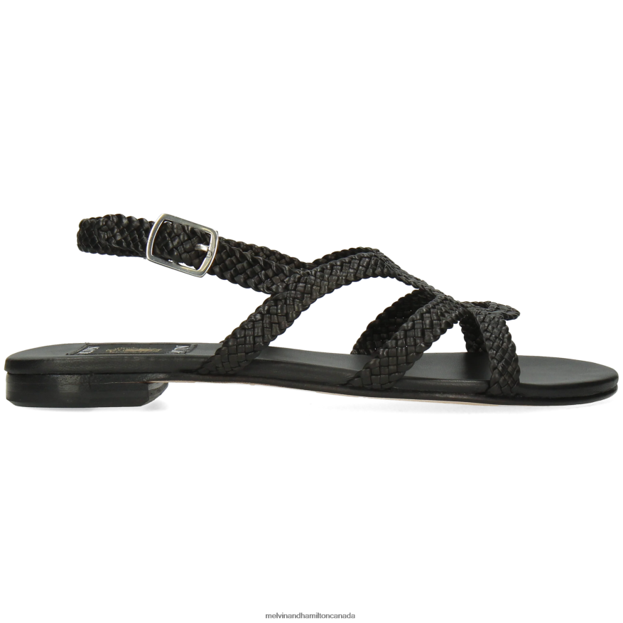 Women Melvin & Hamilton Black Hanna 86 Sandals P4V68P1946